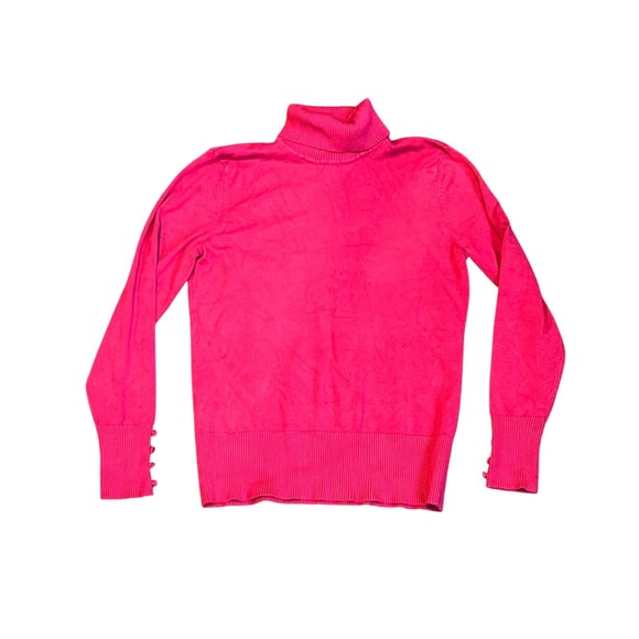 Spense Knits Sweaters - Spense Knits Hot Pink Turtleneck Sweater Long Sleeve Button Cuff Size M L8L01